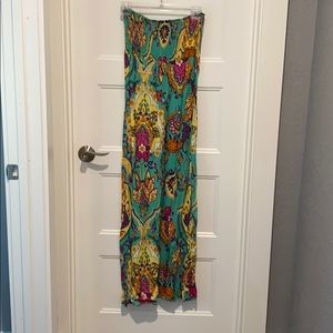 New Look Bandeau Maxi Dress Sz M multi color GUC